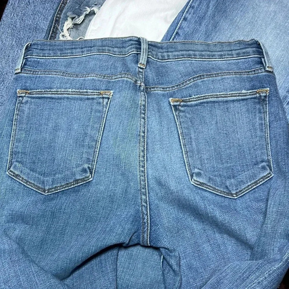 Frame Denim Le High Straight Distressed Jeans Straight Leg Medium Light Wash - Picture 15 of 15